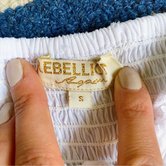 🐚 REBELLION BOHO WHITE RUFFLE SUMMER TOP! - Picture 8 of 12
